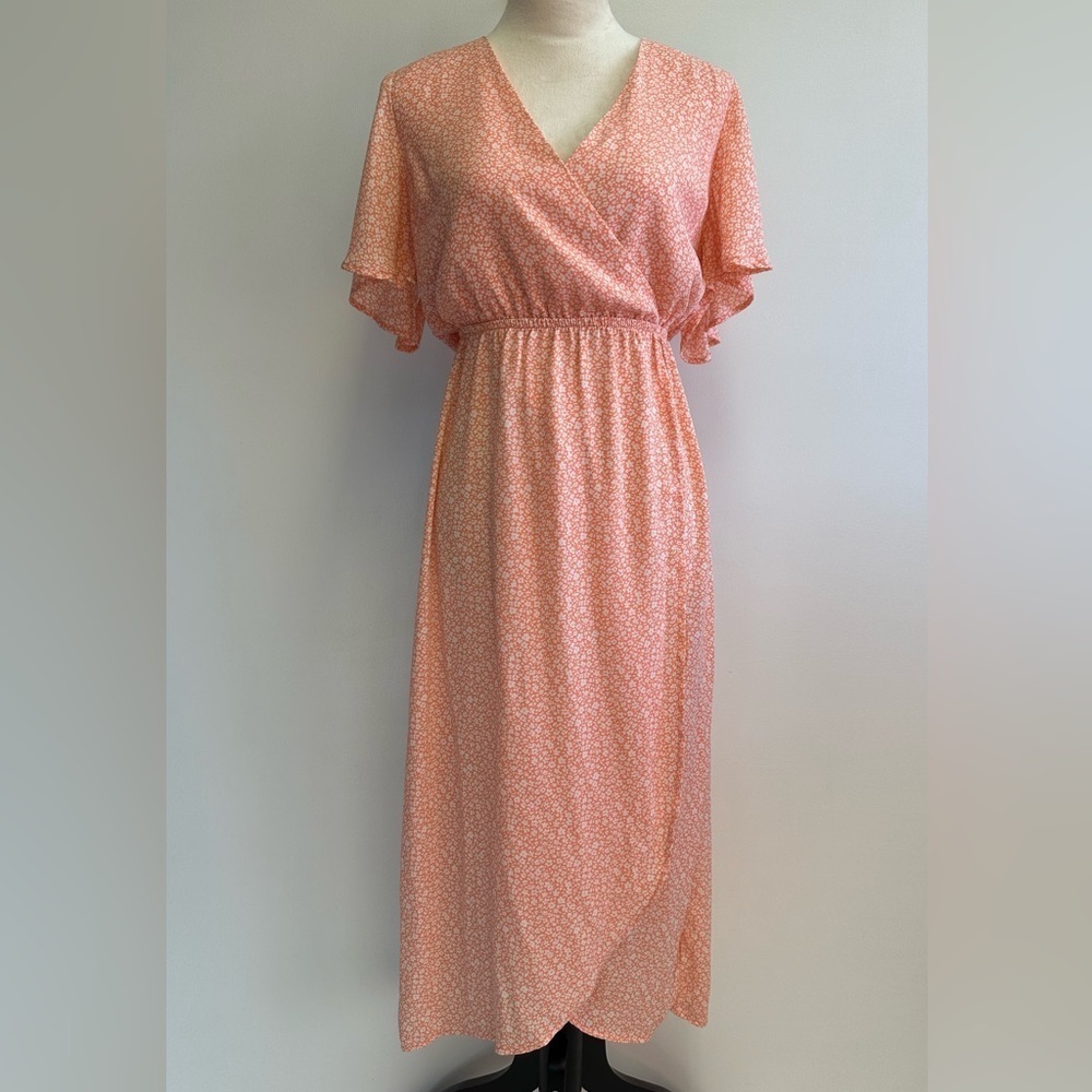 Steve Madden Peach Floral Midi Dress